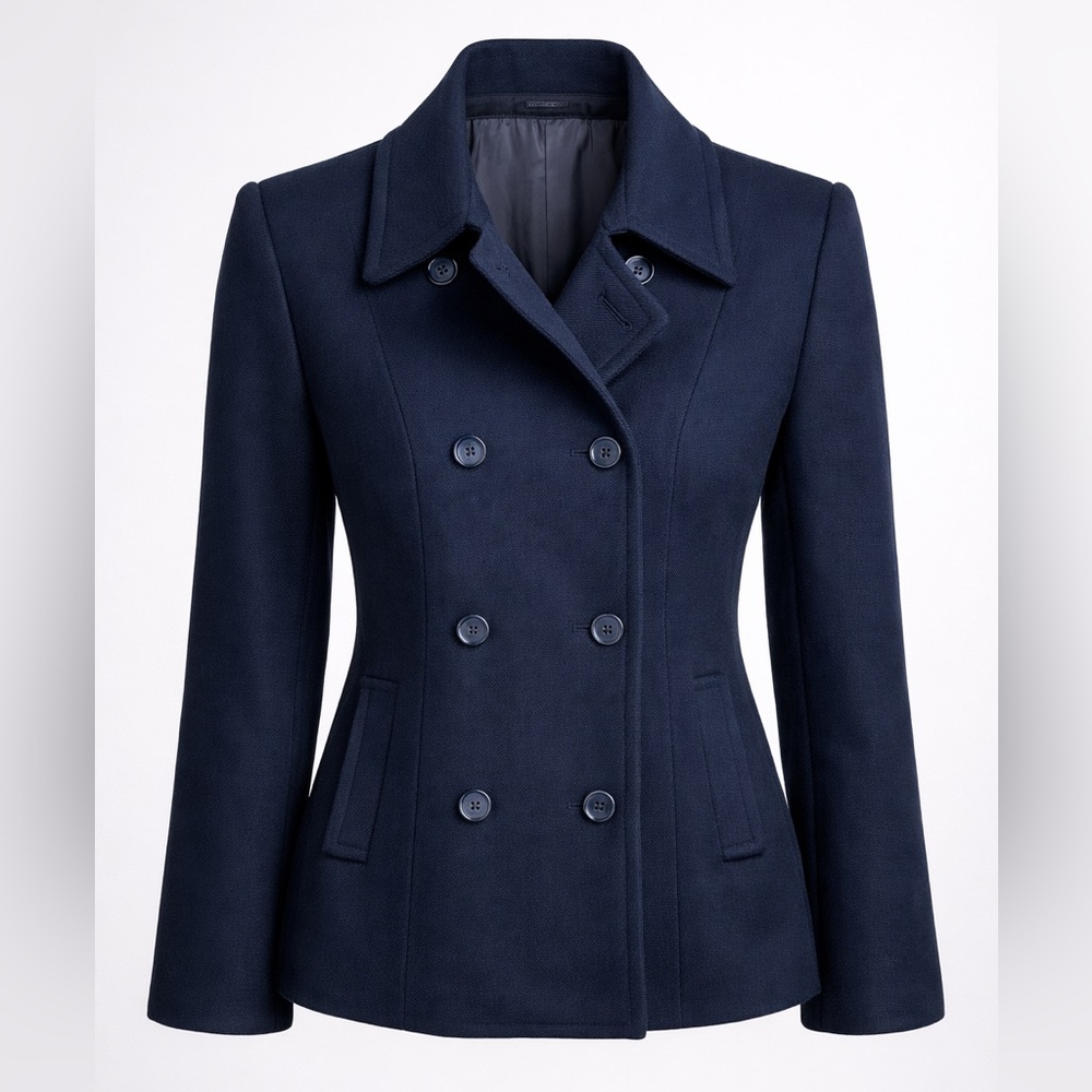 Paul Stuart Black Wool Peacoat Jacket | Double Breasted | Made in Canada Size 4
